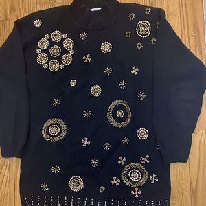 Victoria Jones highly embellished black sweater